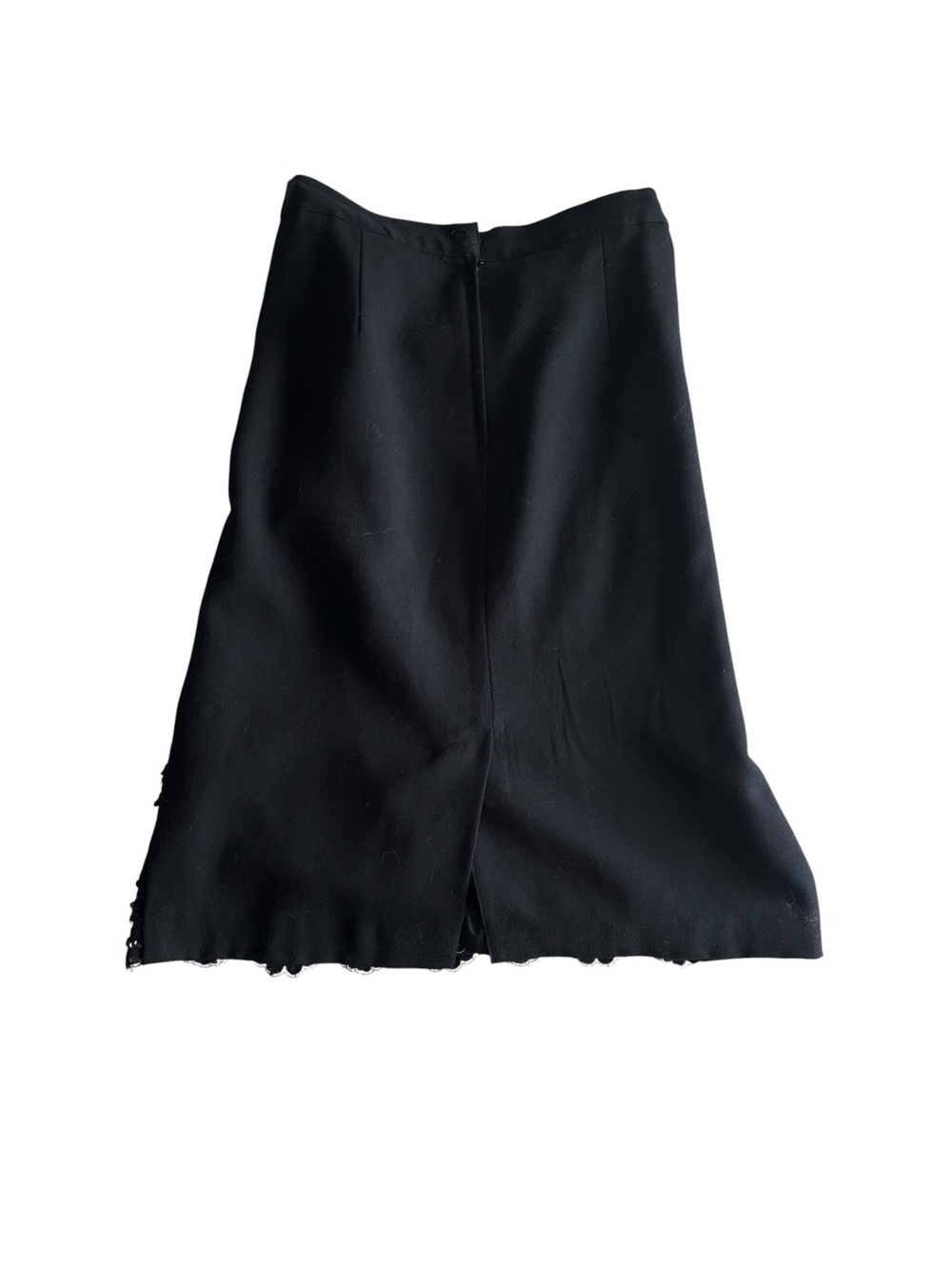 Women's Black Midi Skirt with Rear Slit